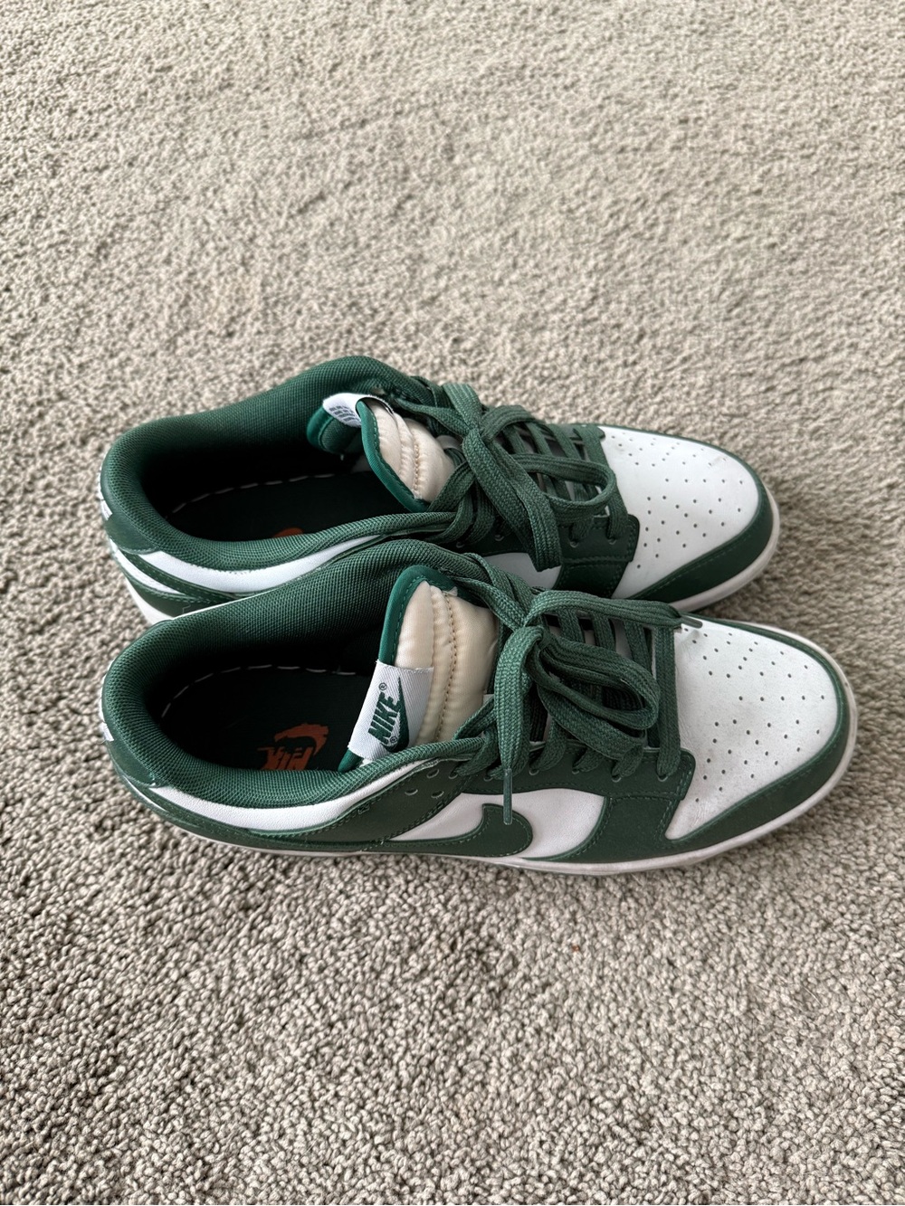 Nike Kids Green and White Low-Top Sneakers with Swoosh